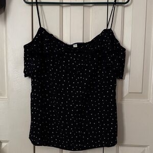 Blue Rain Black and White Polka Dot Camisole